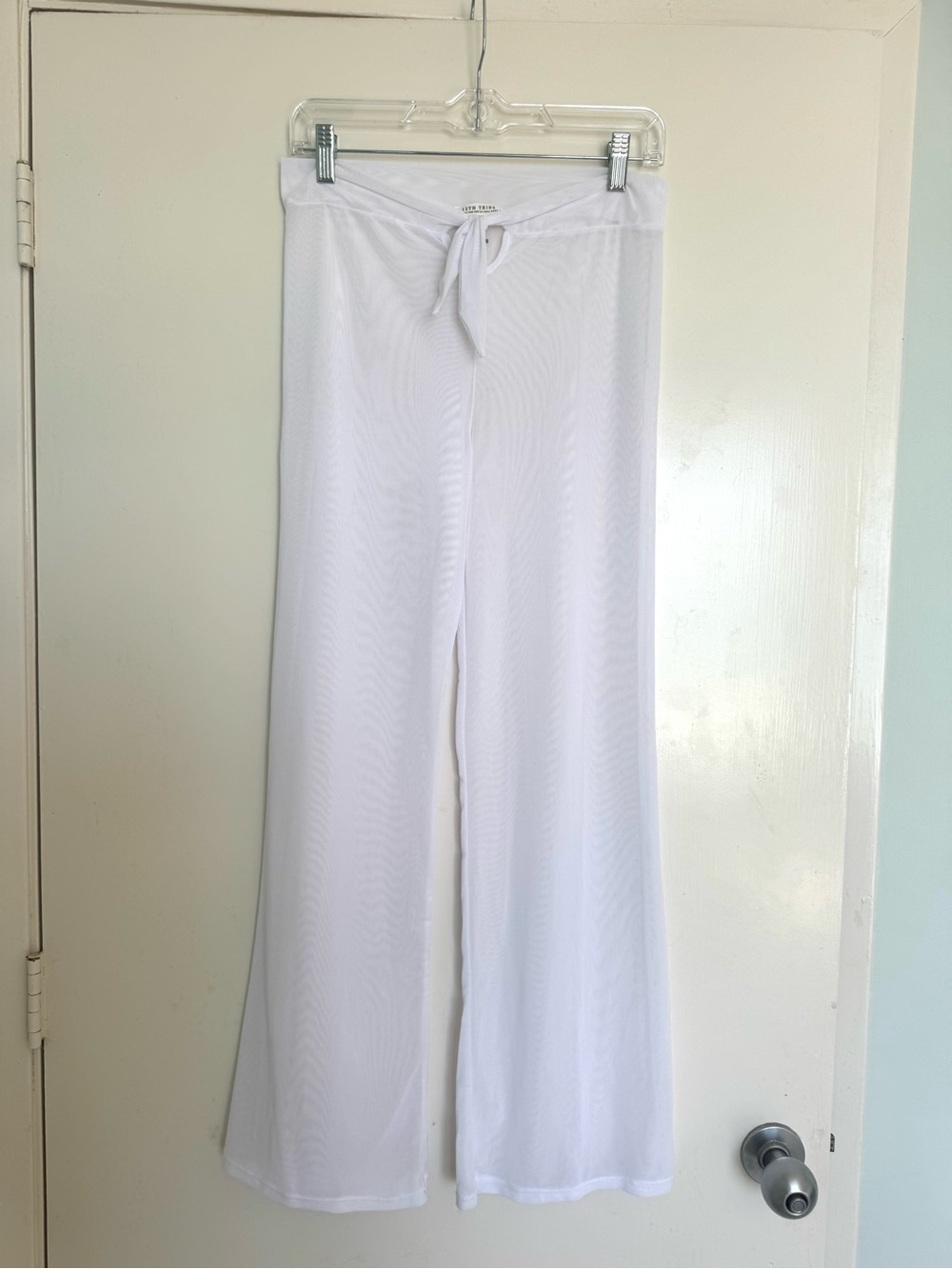 12th Tribe White Wide-Leg Tie Detail Pants